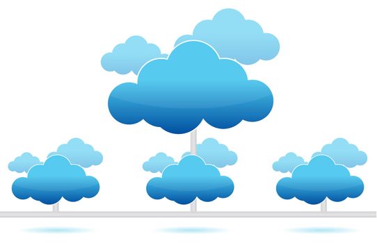 cloud computing network connection illustration design on white