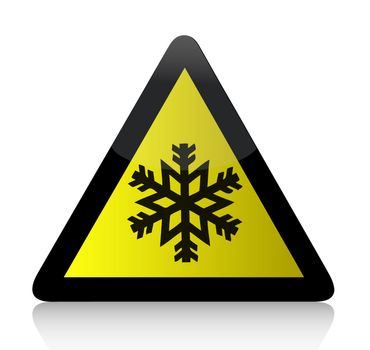 Cold Warning Triangular Sign illustration design over white