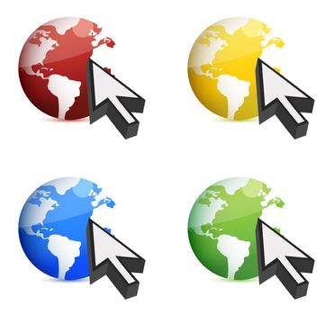 illustrations of earth and mouse cursor