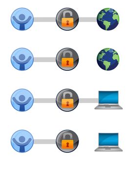 Detail illustration connection icons isolated over a white background.