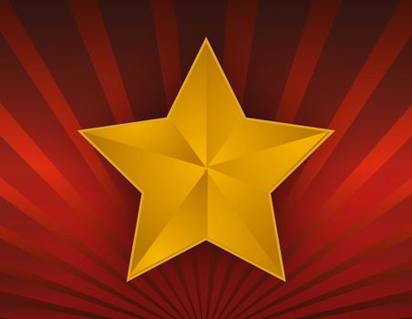illustration of a gold star on red background.