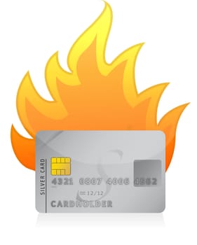 Credit card on fire concept illustration design