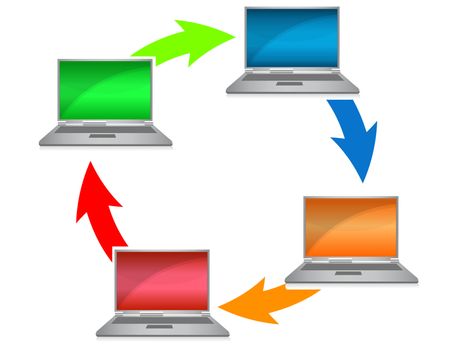 Networking colorful illustration over a white background