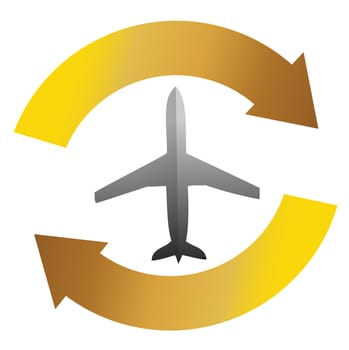 Airplane movement cycle concept illustration design on white