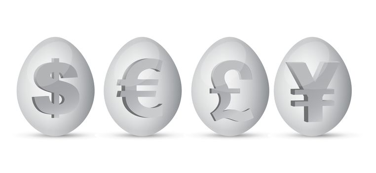 currency eggs illustration over a white background