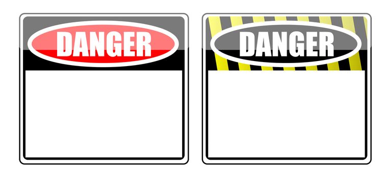 Danger Blank signs isolated over a white background