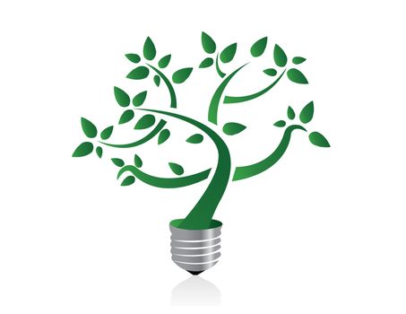 Tree in lightbulb socket symbolizing ecology and eco environmental friendly energy