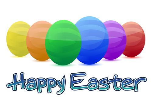 Happy easter colorful eggs isolated over a white background