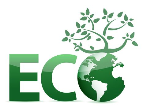 word Eco globe and tree illustration design