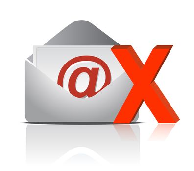 e mail icon and red cross illustration design