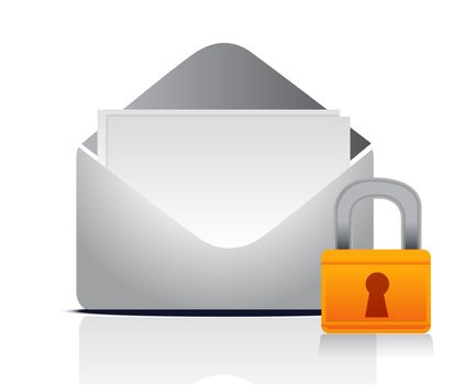 Locked mail illustration design over white