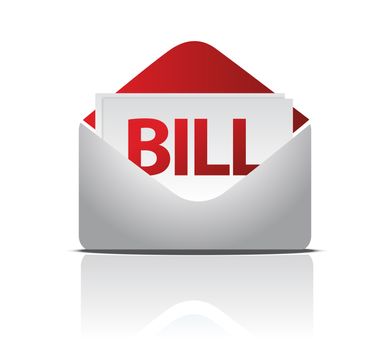 envelope and bill documents illustration design over white