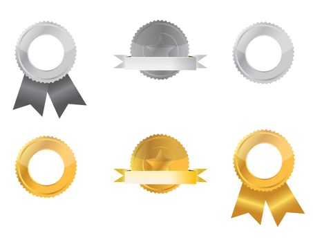 Gold and Silver seals isolated over a white background.