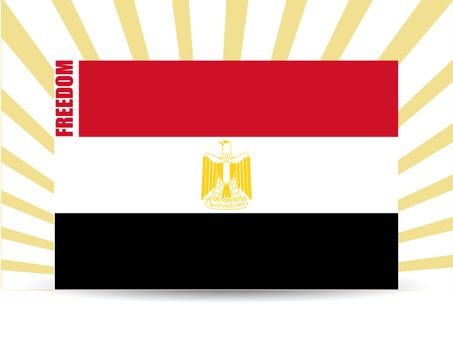 Freedom egypt flag illustration design with rays of light