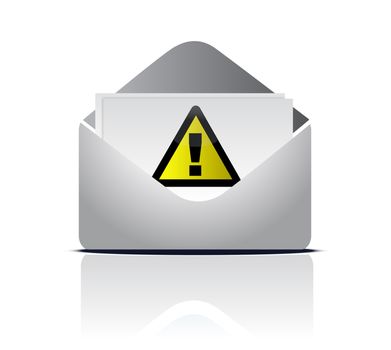 attention email warning sign illustration design over white