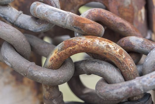 Metal rusty chain. Old rusty chain link