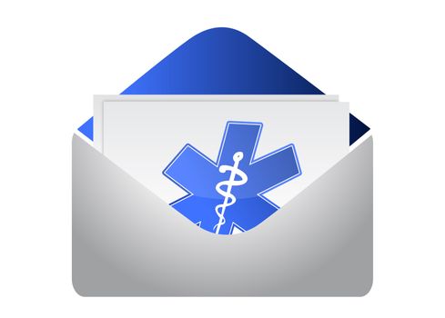 envelope with medical symbol illustration design on white