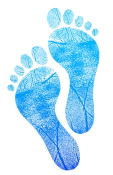 blue feetprint illustration design over white background