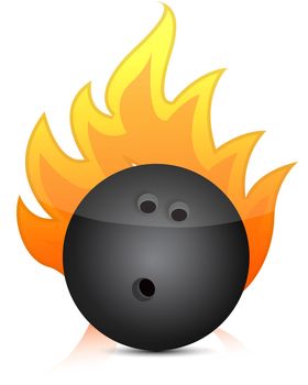 bowling ball on fire illustration