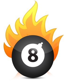 Eight billiard ball in fire