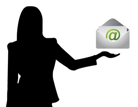 Business woman showing e-mail symbol