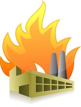 Factory on fire illustration design over a white background