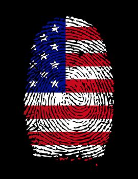 An illustration of a finger print and USA flag.