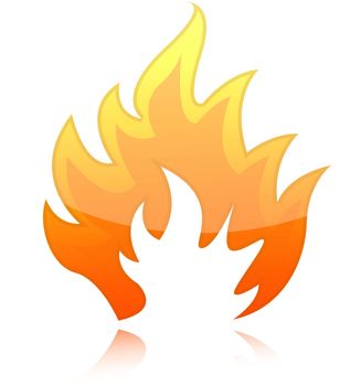 Illustration of fire flames isolated over a white background.