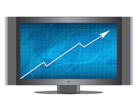 Business growth graph in monitor.