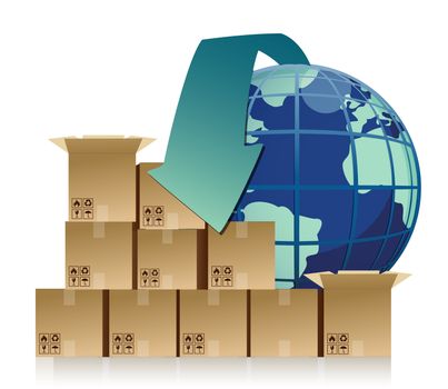 Around the globe transportation concept illustration design
