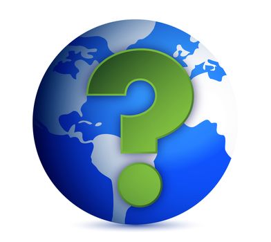 Earth globe with question mark illustration