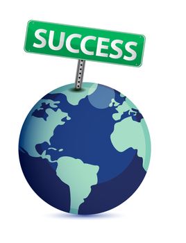 Globe with a success sign illustration design