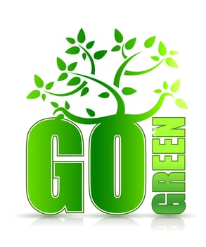 go green concept with tree illustration design on white