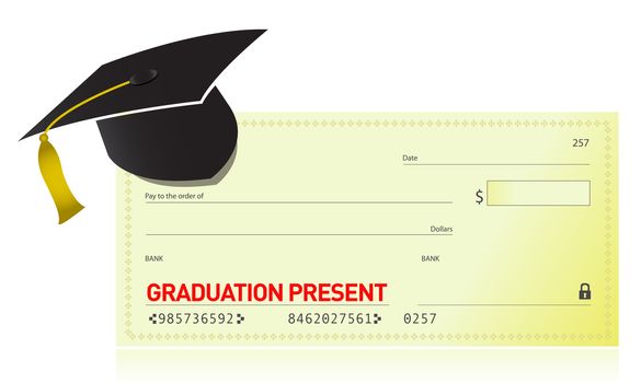 graduation present and graduation hat illustration design