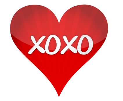 xoxo heart illustration design over a white background
