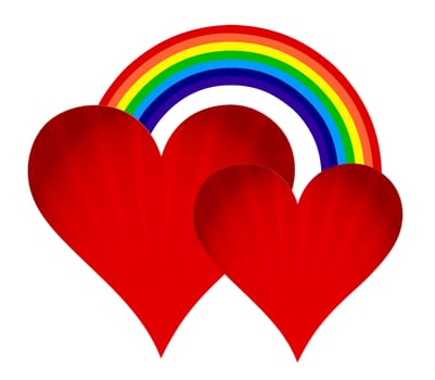 hearts with rainbow illustration design on white background