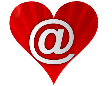 Heart Email sign isolated on white.