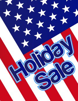 Holiday sale banner with the american flag as a background.