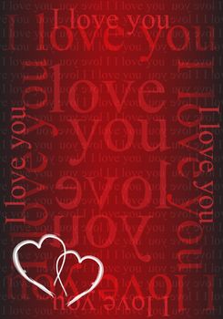 I love you valentine day background with two loving hearts