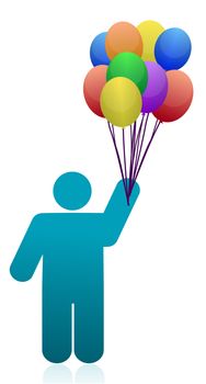 icon with Flying balloons illustration design