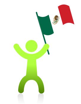 Icon man illustration design waving a mexican flag