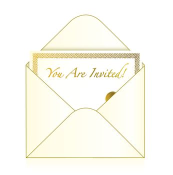 Invitation cart inside and envelope illustration design isolated over white