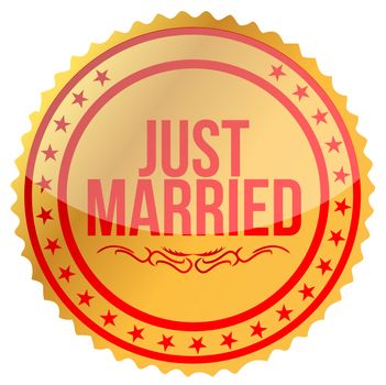 gold Just Married stamp print illustration design