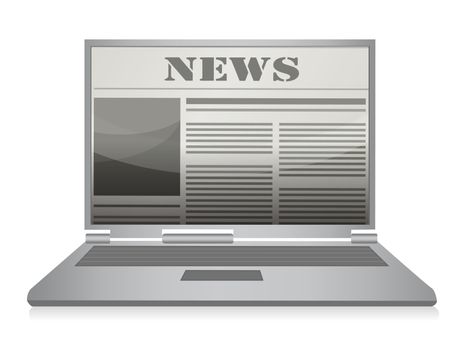 Online newspaper. Laptop and news website.