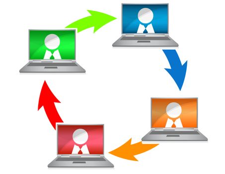 Networking colorful illustration over a white background / Networking