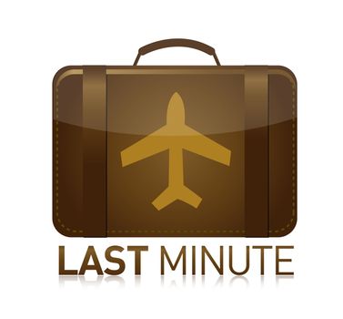 last minute luggage airplane illustration design over white