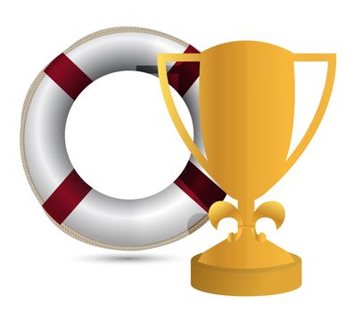 trophy cup Life Buoy on a white background