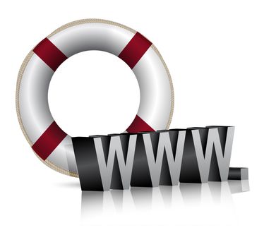 lifesaver with www text illustration design on white