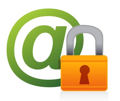 Red Lock and green sign AT illustration design