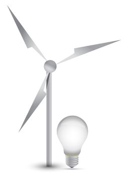wind turbine and a light bulb illustration design